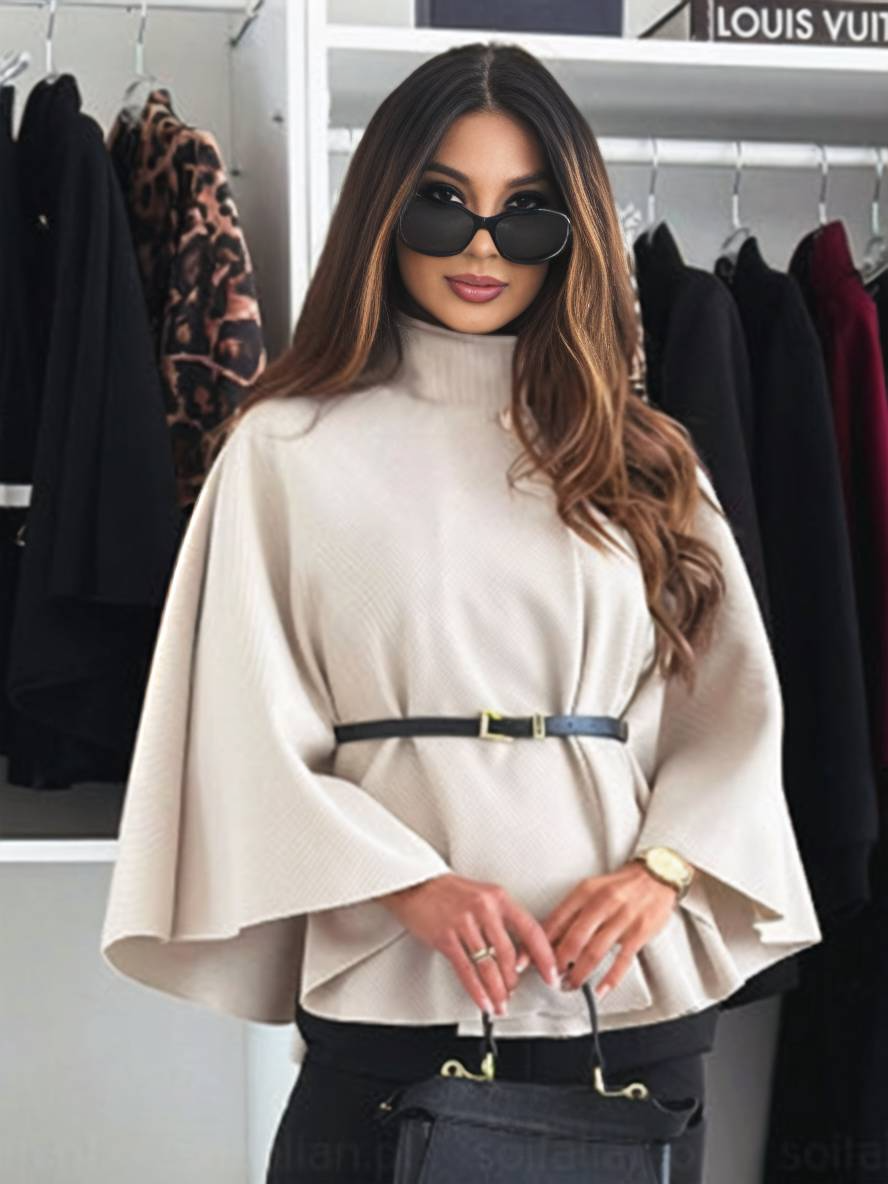 Sophia | Poncho Ceinturé Élégance Moderne